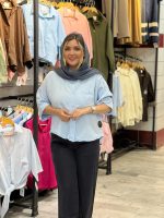 شومیز سیلک آستین کوتاه یقه دیپلمات
