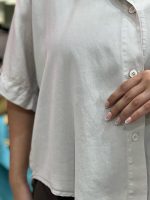 شومیز سیلک آستین کوتاه لخت و ریزشی - تصویر 3