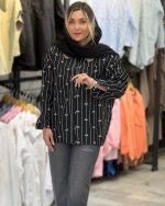 شومیز زنانه شیشه ای طرح پاپیون - تصویر 2
