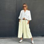 دامن شلواری دو جیب زنانه جنس لینن