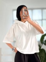 تیشرت باکسی کلاهدار گرم بالا - تصویر 3